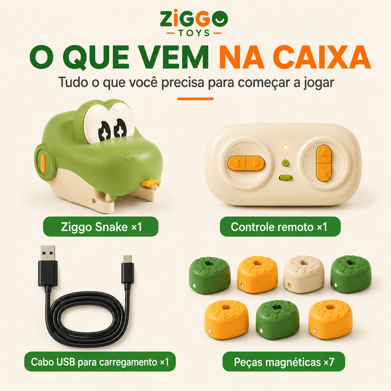 Conteúdo da caixa do Ziggo Snake
