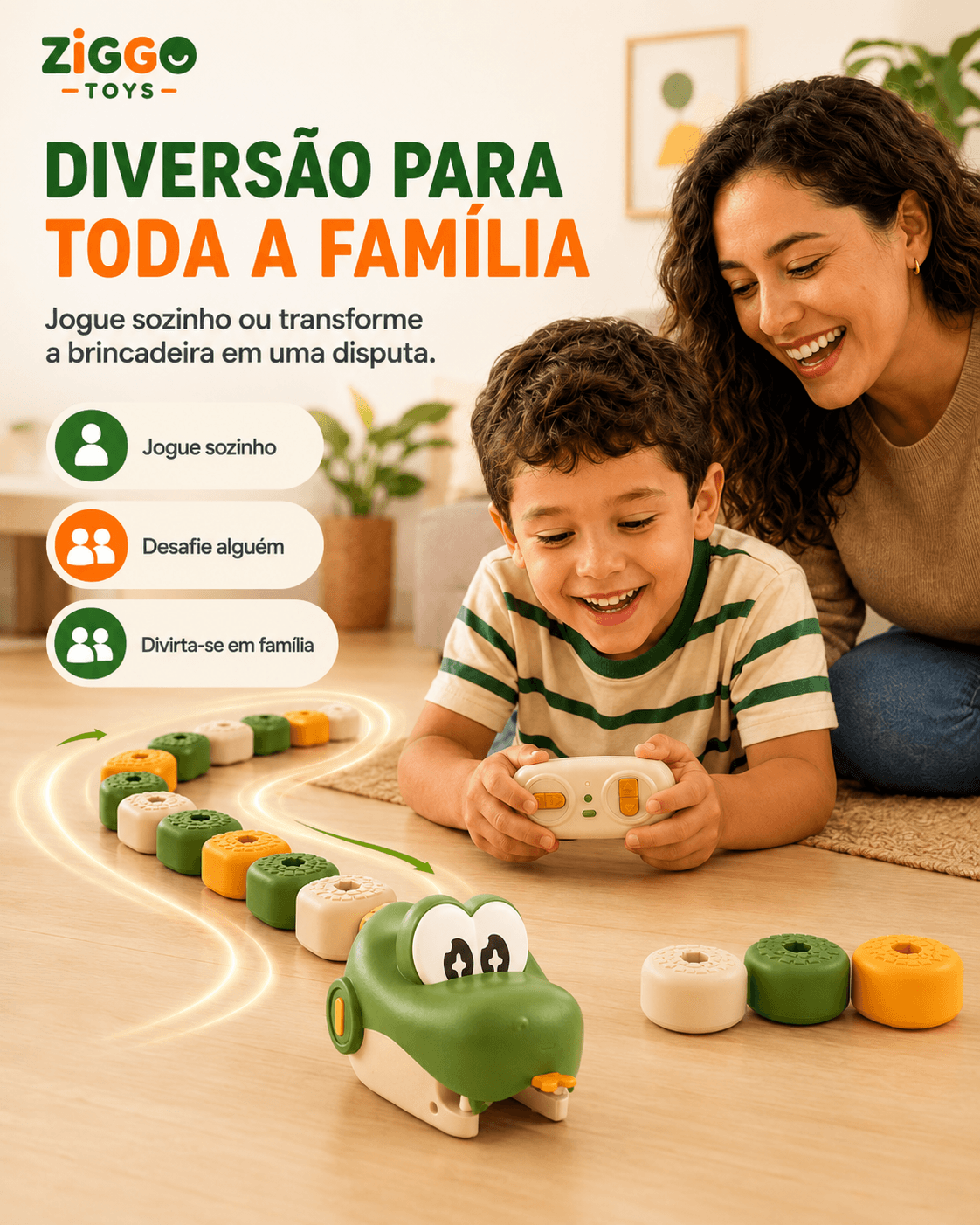 Família brincando com Ziggo Snake