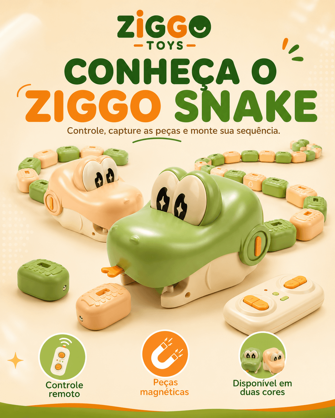 Ziggo Snake com controle e peças magnéticas